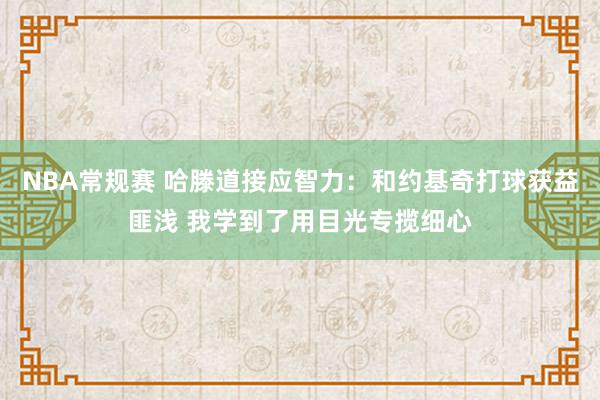 NBA常规赛 哈滕道接应智力：和约基奇打球获益匪浅 我学到了用目光专揽细心