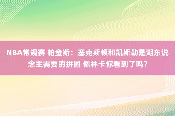 NBA常规赛 帕金斯：塞克斯顿和凯斯勒是湖东说念主需要的拼图 佩林卡你看到了吗？