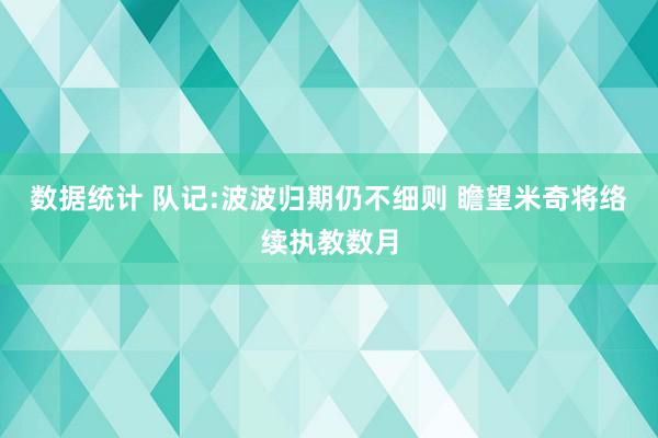 数据统计 队记:波波归期仍不细则 瞻望米奇将络续执教数月