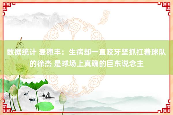 数据统计 麦穗丰：生病却一直咬牙坚抓扛着球队的徐杰 是球场上真确的巨东说念主