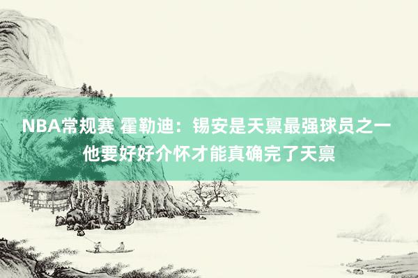 NBA常规赛 霍勒迪：锡安是天禀最强球员之一 他要好好介怀才能真确完了天禀