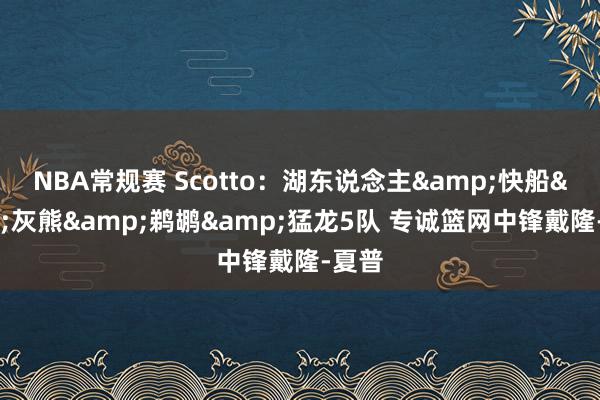 NBA常规赛 Scotto：湖东说念主&快船&灰熊&鹈鹕&猛龙5队 专诚篮网中锋戴隆-夏普