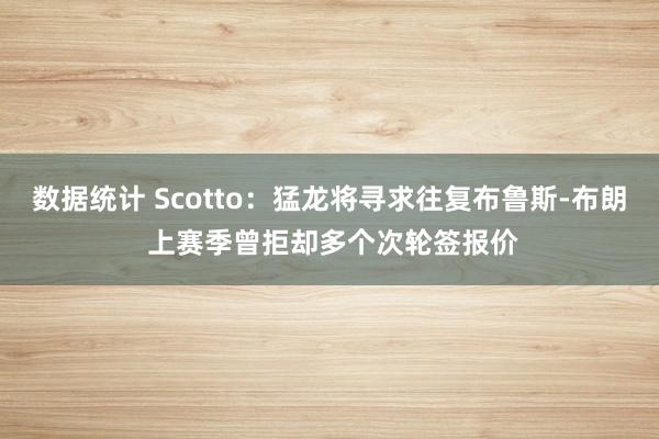 数据统计 Scotto：猛龙将寻求往复布鲁斯-布朗 上赛季曾拒却多个次轮签报价