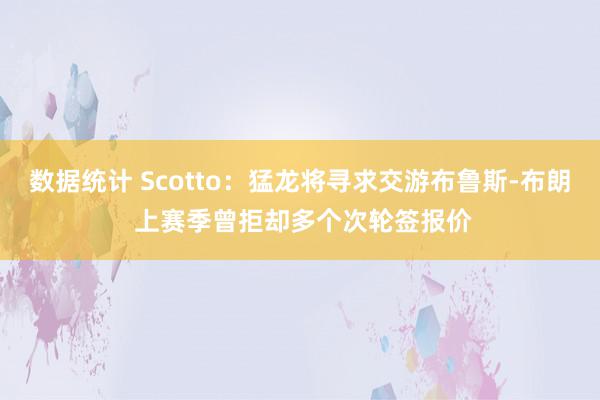 数据统计 Scotto：猛龙将寻求交游布鲁斯-布朗 上赛季曾拒却多个次轮签报价