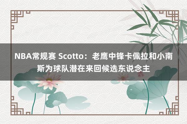 NBA常规赛 Scotto：老鹰中锋卡佩拉和小南斯为球队潜在来回候选东说念主